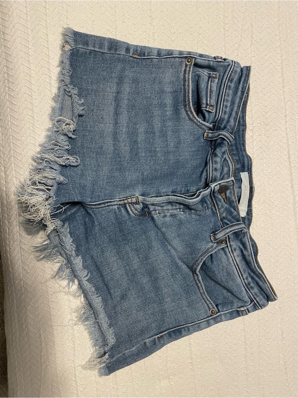 Hidden size L Frayed Hem Light Blue Denim Jean Shorts
